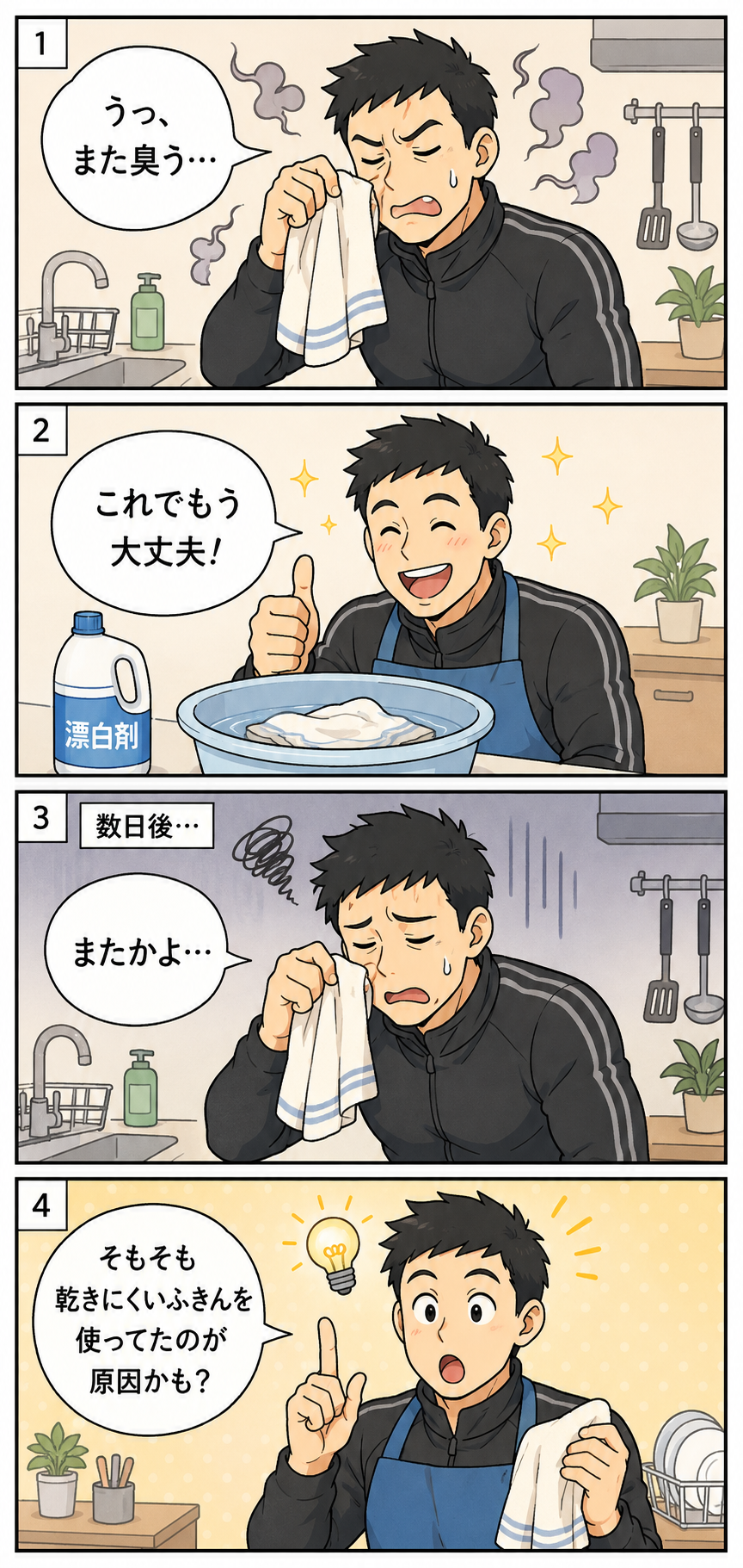 対処法ループに疲れる4コマ漫画