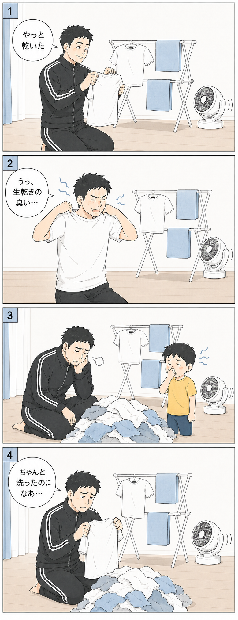悩みに共感する4コマ漫画